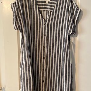Caslon Striped Linen Shirt Dress
